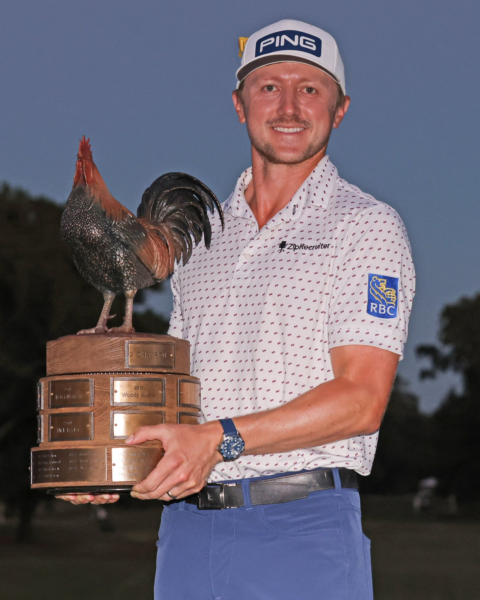 Sanderson Farms Championship Winner Mackenzie Hughes with trophy made